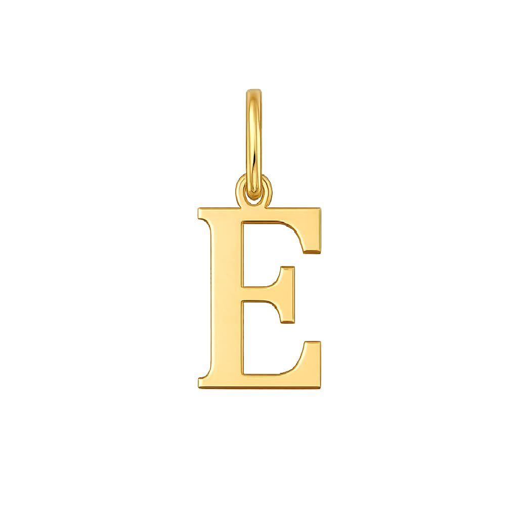 Rodium – Buchstabenanhänger E aus 585er Gelbgold – 14-Karat-Initialen-Anhänger für Halskette oder Armband – Geschenk für Frauen – hergestellt in Italien