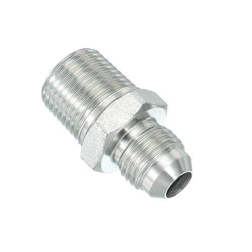 Image of PATIKIL Pipe Adapter Connector 9 /16 inch Male 74 Flare JIC x 3 /8 inch Male R Pipe Fitting Oil Feed Restrictor Fitting Hydraulic Connector for Oil Steam Water Pipelines System