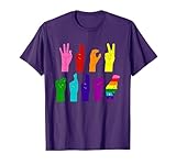 Anti Trump Hand Sign LGBT Sign Language LGBTQ Rainbow ASL T-Shirt