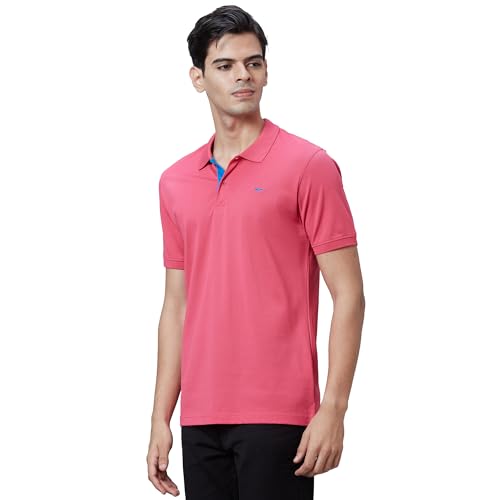 Image of Park Avenue Slim Fit Pure Cotton Print Pattern Polo Neck Casual T-Shirt