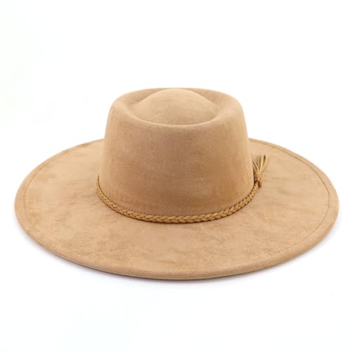 Image of LIDHAY Wide Brim Fedora Hat for Men Women Big Rancher Felt Hat Pork Pie Jazz Hat