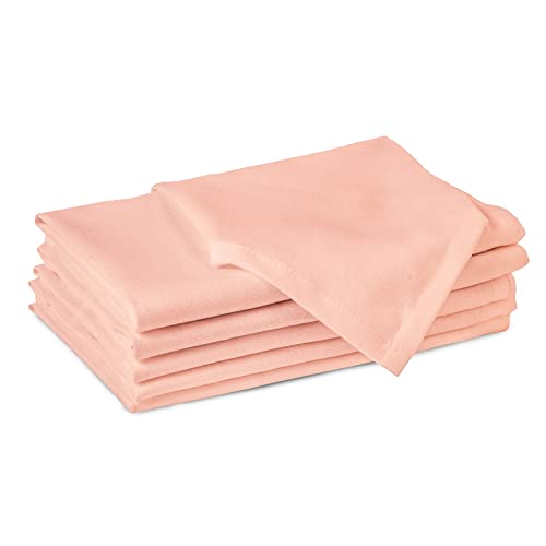 Encasa Cotton Cloth Napkins | Set of 6 | Size 43x43 cm | Peach Solid Color | Machine Washable