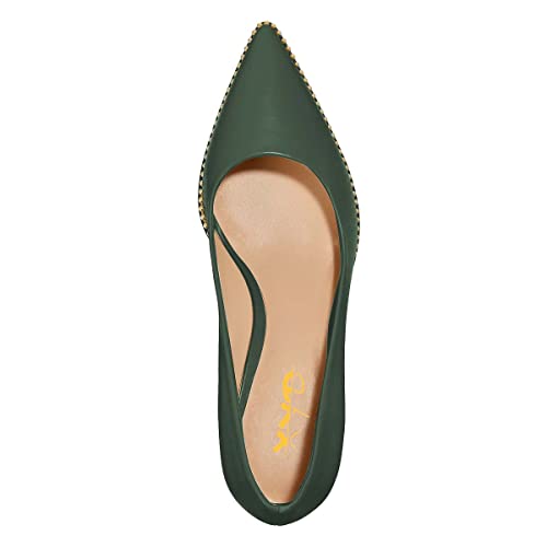 XYD Women's Pumps with Kitten Heels Slip On Comfort Pointed Toe Studs Around Formal Dress Office Attire Shoes3