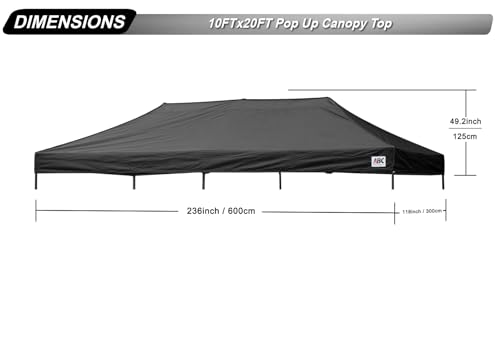 Image of ABCCANOPY Replacement Canopy Top for Pop Up Canopy Tent (10x20, Black)