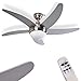 Produktbild HOFSTEIN Deckenventilator Morino aus Metall/Holz/Glas in Nickel-matt/Silber, Deckenlampe mit Ventilator inkl. Fernbedienung in 3 Stufen schaltbar, geeignet für Sommer u. Winter, ohne Leuchtmittel