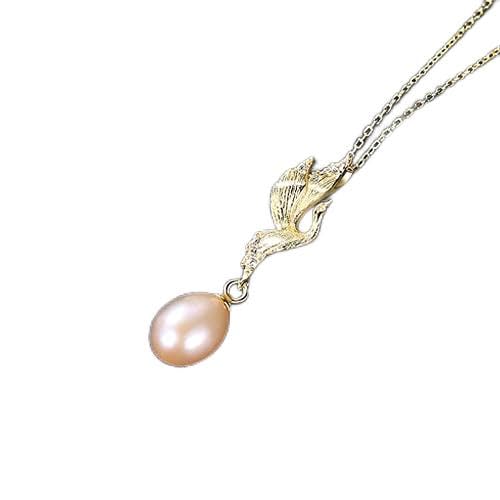 Colliers pendentif de grue fine chaîne perle naturelle pour filles
