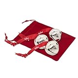 Bevin Bells Believe Sleigh Bells Ornament (3-Pack) | 1.5" Made of Steel | Hanging Bells with a Red Satin Believe Ribbon & Red Velvet Bag | Great Tone | Xmas Gift or Stocking Stuffer | Made in USA