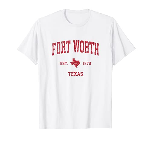 Fort Worth Texas TX Vintage Sports Design Impresión roja Camiseta