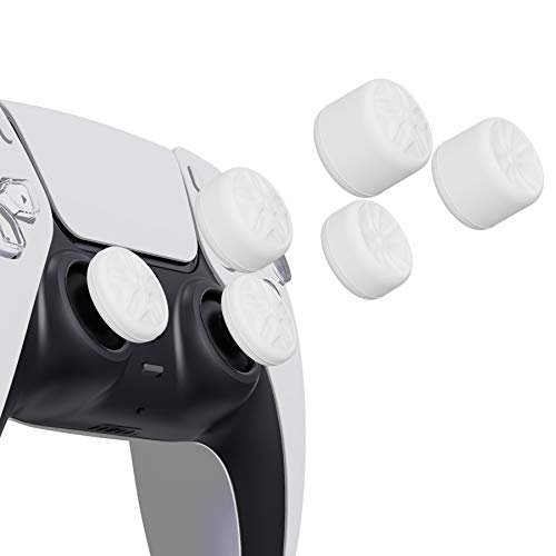Playvital White Ergonomic Analog Joystick Caps For Xbox Series X/S, Xbox One, Xbox One X/S, For Ps5 For Ps4, Switch Pro Controller - With 3 Height Convex And Concave - Pentagram & Rotary Wheels Design #TOP5
