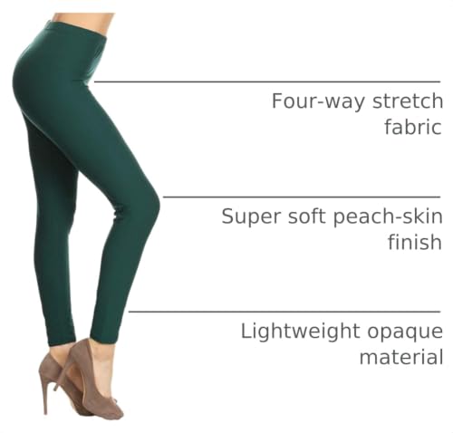 Image of Leggings Depot Women's High Waist Leggings Soft 1 inch Waistband Solid Pants - Regular, Plus, 1X3X, 3X5X