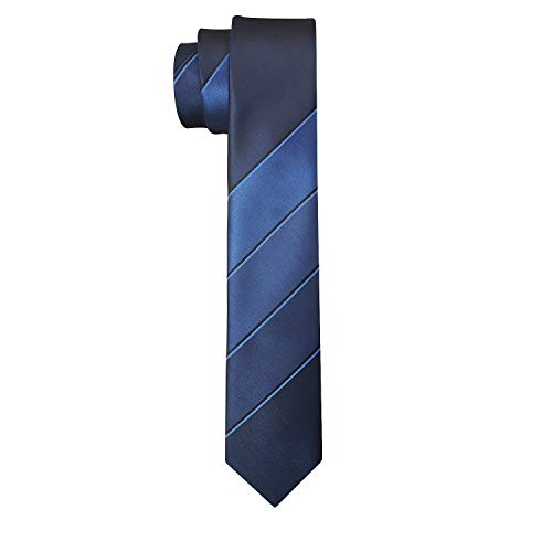 Manoble Men's Blue Black Gradient Striped Necktie 2.75 Inches Ties For Men + Gift Box #TOP6