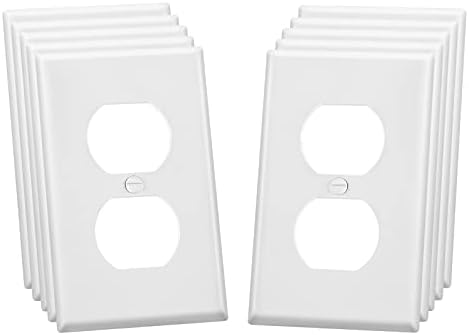 Outlet Cover Wall Plate Kit, Electrical Duplex Wall Socket Cover, Standard Size 1-Gang 4.50" x 2.76",Electric Receptacle Plug Covers, Wall Plates for Outlets, White (10)