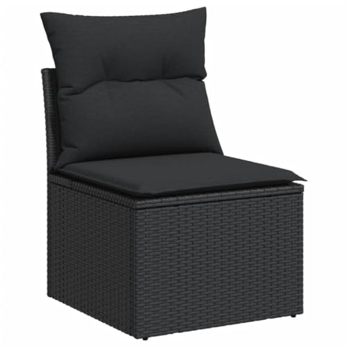 IKAYAA Conjunto Jardín con Mesa Tablero Ajustable, Ratán y Acero, Sofa Jardin, Muebles Jardín Exterior, Juego de Sofás Ratán, Sofa para Jardín,Terraza, Negro 6 pzas Type-97 - imagen 5