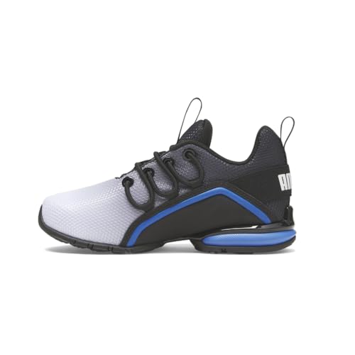 PUMA PUMA Unisex-Child, Axelion Mesh All Over Print Fade Alternate Closure, PUMA White-PUMA Black-Victoria Blue, Little Kid, 1.5