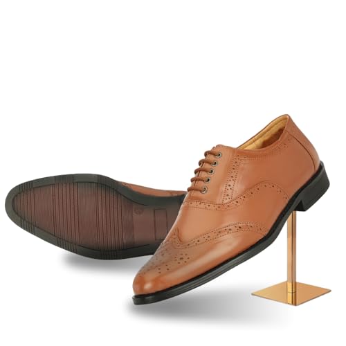 Image of Leatherful Genuine Leather Brogue Shoes for Men | TPR Sole & Nappa Leather Lining | Classic Dress Footwear New