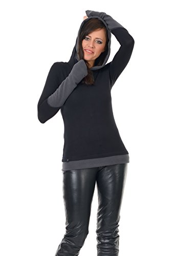 DREI Elfen Winterpulli Damen Goa Hoodie Frauen mit Fleece Armstulpen und...