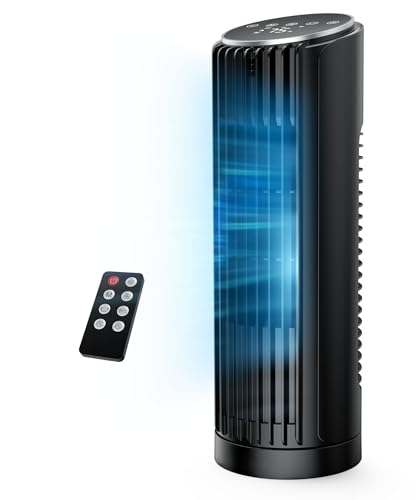 PNTCK Ventilateur colonne de Tour avec Télécommande, 33 cm Ventilateur ultra silencieux(24 dB) - 4 Modes & 4 Vitesses, Oscillation 70°, Minuterie 12H,...