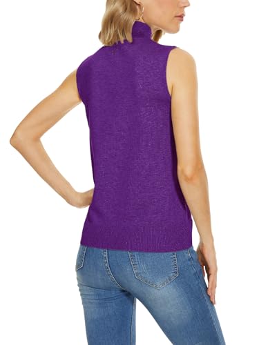 Image of INKOFF Sleeveless Mock Neck Turtleneck Knit Tops Women Dressy Casual Sweater Vest Business Work Tank
