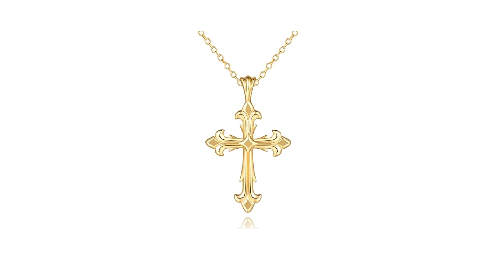 アクセサリー 14K gold chain & cross charm Crucifix Pendant with Chain Necklace - 14K Gold Plated