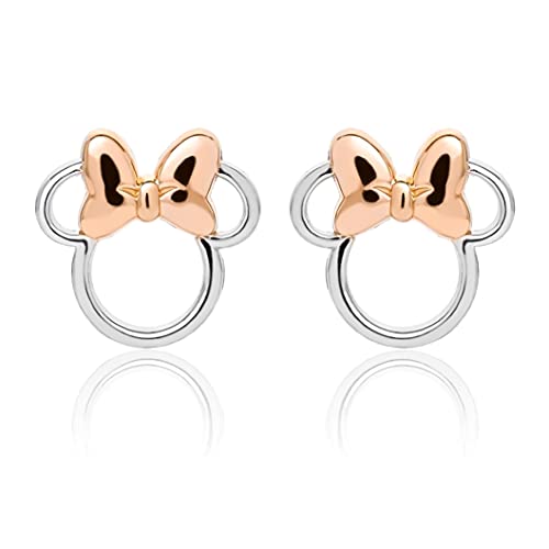 Disney Minnie Mouse - Pendientes de tuerca de plata de ley y oro