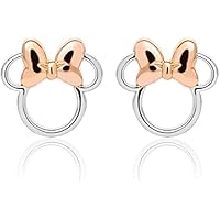 Disney Minnie Mouse - Pendientes de tuerca de plata de ley y oro