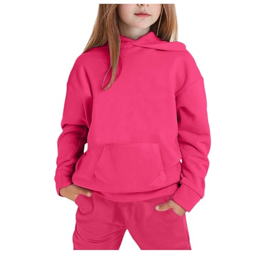 Girls Boys Sweatsuit Set 2 Piece - Hooded Sweatshirt and Jogger Sweatpants Solid Tracksuit Outfits Set for Kids (2-12Y)2
