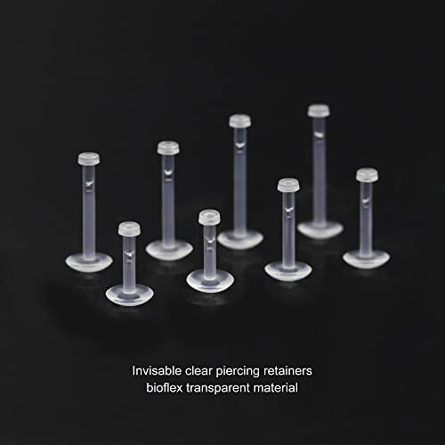 16G Clear Plastic Earrings for Work Sports Surgery, Bioflex Flat Back Push in Piercing Studs for Lip Labret Medusa Mornoe Ashley Dimple Cartilage Helix Conch Nose 6mm 8mm 10mm 12mm3