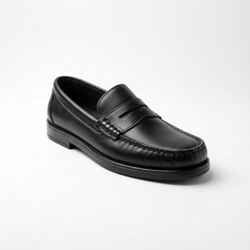 Zapatos Mocasines Hombre Cuero y Nobuck: Estilo Castellano de Vestir sin Borlas. Suela Dura Resistente y Acabado Brillante o Mate. Ideal Traje Boda y Uso Diario. Diseño Italiano Clásico y Moderno - imagen 3