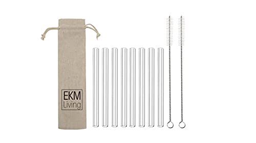 EKM Living Juego de pajitas de acero inoxidable, irrompibles, reutilizables, aptas para lavavajillas, sin plástico, GmbH (vidrio corto, 8) Cover