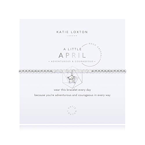 Katie Loxton a Little April Birthstone Rock Crystal Color Womens Stretch Fashion Charm Bracelet