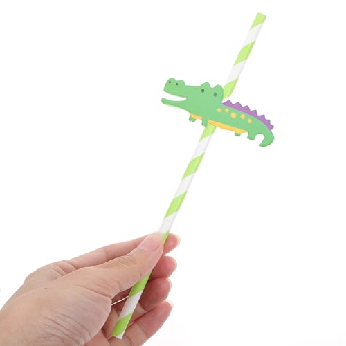 Pitillos de Papel Biodegradables con Estampado de Cocodrilo Verde 30 pzas miniatura 7
