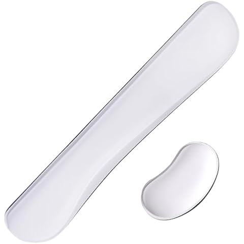 Poualss Memory Foam Set Keyboard and Mouse Wrist Pad Rest,Keyboard Wrist Rest Pad Cushion Support for Office,Gaming,Computer,Laptop and Mac,Pain Relief& Easy Typing (White) Cover