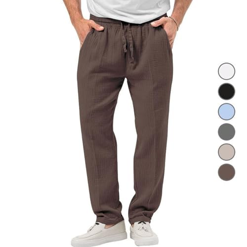 Mens Elastic Waist Chino Pants Drawstring Casual Cotton Twill Trousers for Men with Pockets2