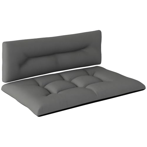 Outsunny 2 Seater Pallet Cushions Tufted Pads 3.9 in. Black and Dark Gray