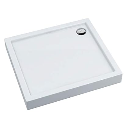 VBChome Duschwanne Duschtasse 70 x 80 x 14 cm Rechteckig für Duschkabine Styroporträger flach Sanitär-Acryl Duschbecken stabil glatt weiß Dusche+ Ablaufgarnitur – Bild 3