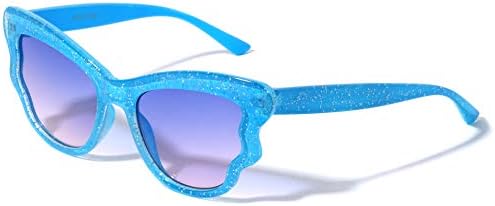 Crystal Glitter Shiny Butterfly Wings Shape Kids Sunglasses (Blue)