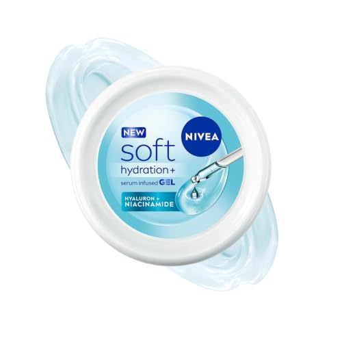 NIVEA Soft Hydration+ Serum Infused Gel Moisturizer for Plump & Bouncy Skin | Face Cream with Hyaluron & Niacinamide | 100Hr Hydration | Quick Absorbing Moisturiser for All Skin Types | 300ml NIVEA Soft Hydration+ Serum Infused Gel Moisturizer for Plump & Bouncy Skin | Face Cream with Hyaluron & Niacinamide | 100Hr Hydration | Quick Absorbing Moisturiser for All Skin Types | 300ml