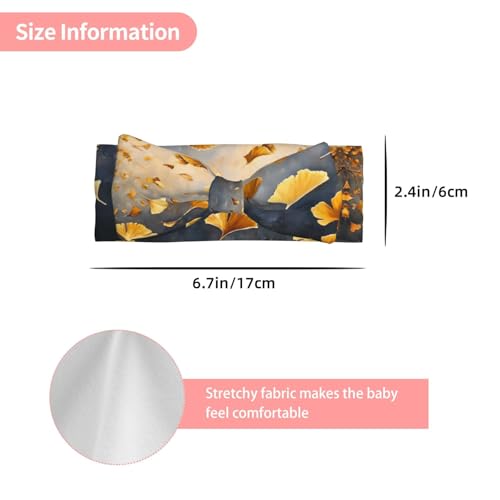 Golden Ginkgo Leaf Dance Baby bow headband (0-6 months) - Universal for newborns to toddlers, a must-have for cute decoration3