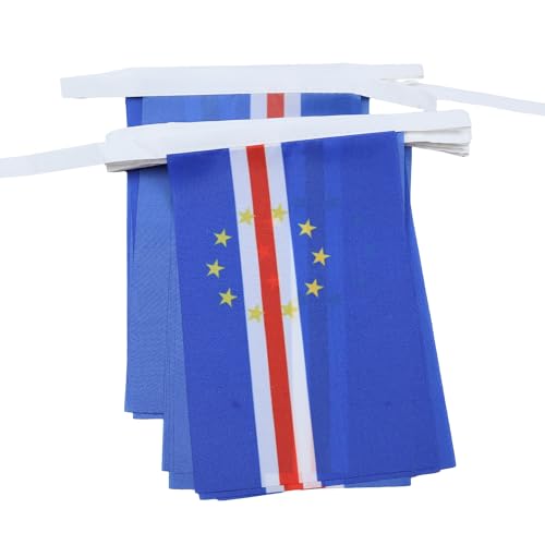 Image of AZ FLAG Cape Verde 6 meters BUNTING Flag 20 flags 9'' x 6'' - Cape Verdean STRING flags 15 x 21 cm