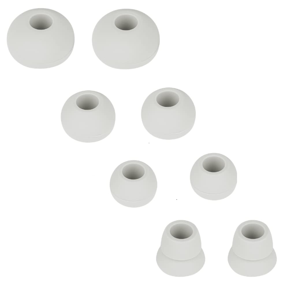 Replacement Eartips Silicone Earbuds Eargels Earpads Compatible with Powerbeats 2 Wireless Beats by Dr.Dre,4 Pairs (S/M/L, and Double Flange), Light Grey