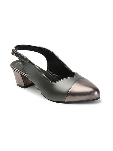 ICONICS Womens ICN-AF-W-01 Sling Back Comfortable and Stylish Block Heel Sandal for Office Casual Formal Wear I Daily Use Gunmetal Heeled 5 Kids UK (B0CCSNQLSR) Amazon Price History, Amazon Price Tracker
