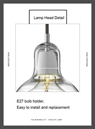 Luminaire Suspendu en Verre Transparent Style Industriel Support Ciment E27 - 6