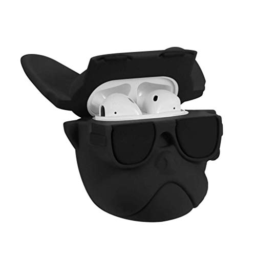 Image of Prolet Cute 3D Bulldog Fashion Character Silicone Cases Compatible with AirPods Pro Case Cover New 3D Design Shockproof Protective Case for Airpod Pro Case[ AIRPOD NOT Included]-Bulldog Black
