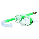 Kinder-Schnorchel-Set, Weitsicht, Tauchbrille für Wassersport, Tauchen, Jungen, Mädchen, Grün, 35 x 15 x 6 cm