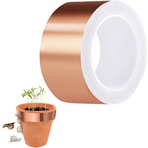 Nepfaivy Schneckenschutz Kupferband gegen Schnecken Selbstklebend- 50mm × 20m Schneckenabwehr Kupferband Hochbeet Gärten Balkone für Pflanzenschutz, Kupferfolieband EMI Abschirmband Cover