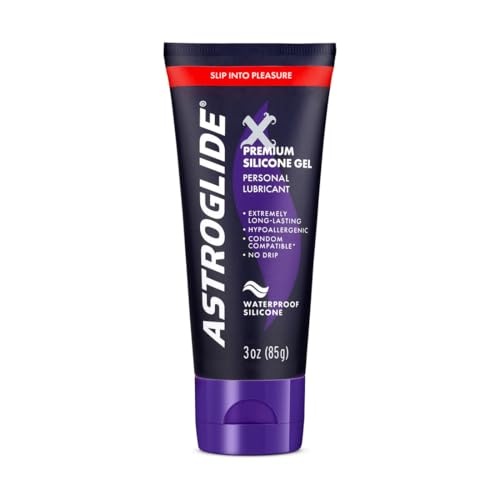 Astroglide Silicone Lube (3oz), X Premium Gel Personal Lubricant, No Drip Stay-Put, Lube for Men, Women and Couples, Waterproof for Water Play