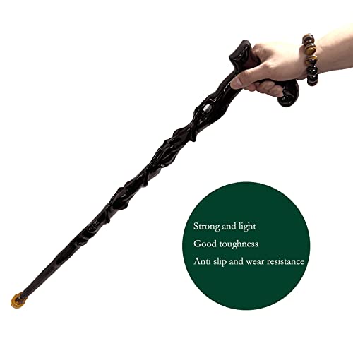Ljyzoid Wooden Walking Canes For Men Women Solid Wood Stick, Wrist Strap Fashionable Comfort Retro Fancy Canes, Old Man Balance Stylish Cool Carved Crutch As Gifts (Black Brown) #TOP2
