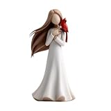 Generisch Engel Figuren Harz Engel mit rotem Vogel Dekoration Erinnerungsstatue für Zuhause Wohnzimmer Schlafzimmer Schreibtisch Kamin Innenbereich