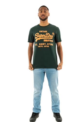 Tee-shirt Superdry couleur vert émail éclatante en taille S coton