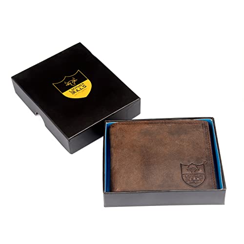 LENTHER BULLS® Wallet for Men-Genuine Leather RFID Blocking Bifold Stylish Wallet 2 ID Window |Slim Minimalist Front Pocket |leather wallets |brown wallet.2